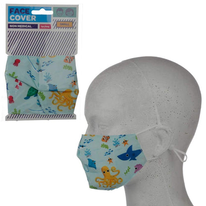 Puckator Reusable Face Covering - Non Medical - Size Small (Age 4-12 - 20cm x 11cm) Twin Pack (Sealife Splosh)