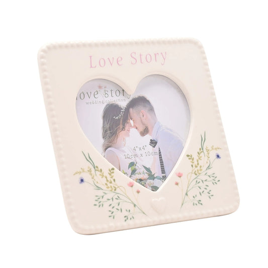 Love Story Ceramic Photo Frame 4" x 4