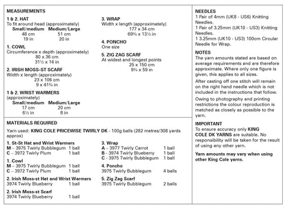 King Cole Accessories Knitting Pattern Double Knit (6134) Sizes: Various