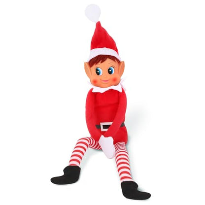 Elves Behavin' Badly Charming Red Long Leg Soft Body Vinylface Girl Elf with Hat - 30 cm