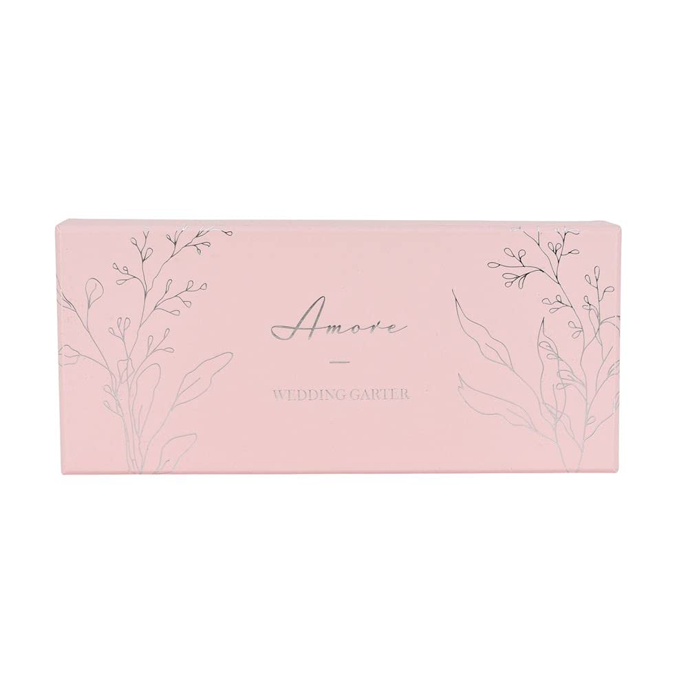 Amore Wedding Bridal Garter with Diamante Crystals in Gift Box