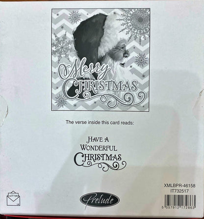 BOX OF 10 LUXURY CHRISTMAS CARDS 'MERRY CHRISTMAS' WITH PHOTO OF SANTA