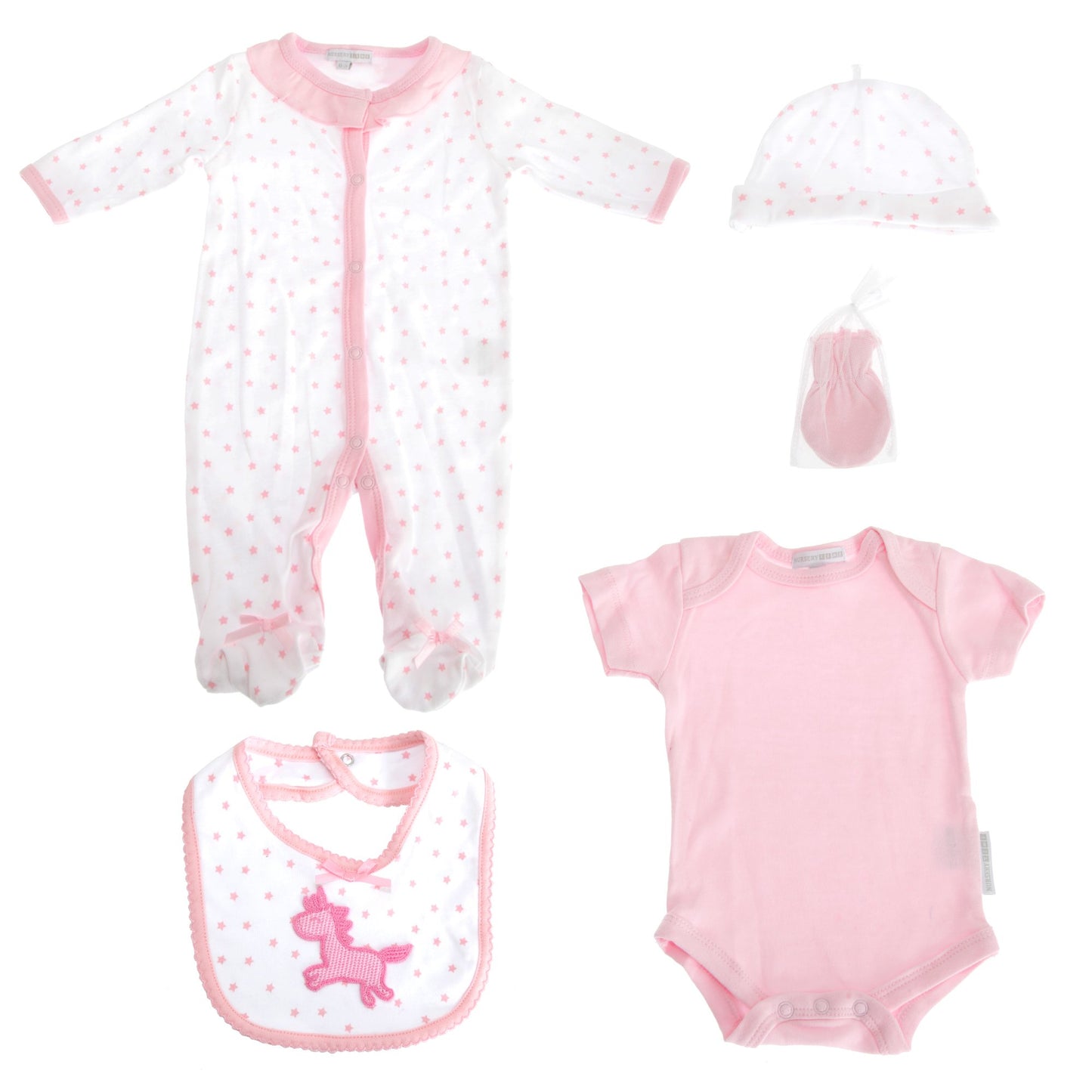 Nursery Time Baby Girl Pink 5 Piece Unicorn Design Gift Set