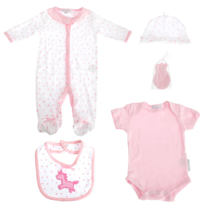 Nursery Time Baby Girl Pink 5 Piece Unicorn Design Gift Set