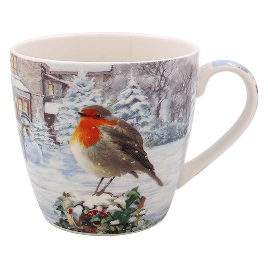The Leonardo Collection Christmas Robins Design Fine China Breakfast Mug