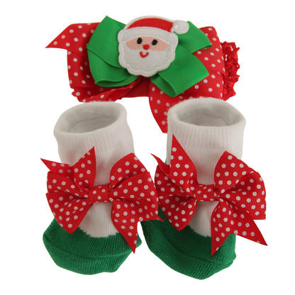 Nursery Time Baby Christmas Headband And Socks Set (0-6 Months) (My 1st Christmas)