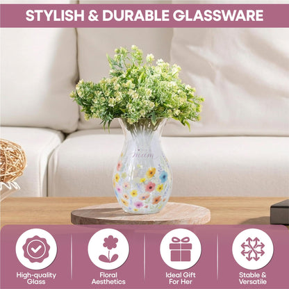 Lesser & Pavey I Love You Mum Range Mum Glass Vase for Home & Office | Glass Vases for Flowers & Home Decor | Ideal Vases Centerpiece for Living Room and Fresh & Artificial Flower
