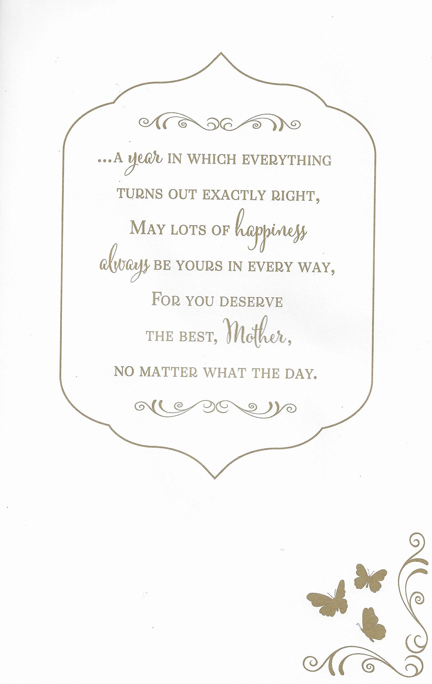 LARGE WONDERFUL MOTHER BIRTHDAY CARD***GOLDEN BUTTERFLY***7 X 11 INCHES***AG3