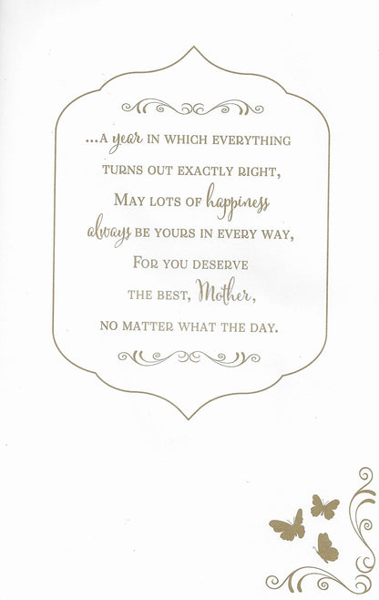 LARGE WONDERFUL MOTHER BIRTHDAY CARD***GOLDEN BUTTERFLY***7 X 11 INCHES***AG3