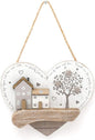 Heartwarming Wooden House Hanging Heart Sign - 14cm x 16cm (1 Pc.) - 3D Paulownia Wood Home Decor - Versatile & Charming for All Occasions and Styles