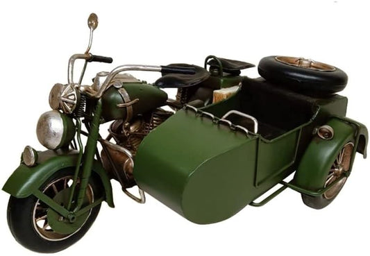 Black Army Bike with Sidecar Accessory, Multicolored