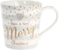 LEONARDO Mad Dots Merry Christmas Grey and White Striped Mug