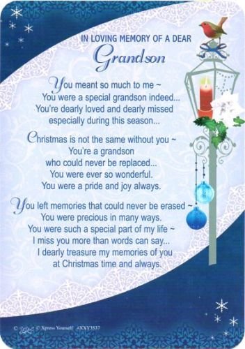 Graveside Memorial Card - In Loving Memory of A Dear Grandson At Christmas