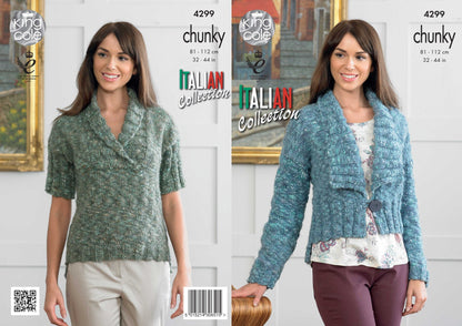 King Cole Ladies Knitting Pattern Womens Ribbed Detail Jacket & Top Verona Chunky (4299) by King Cole