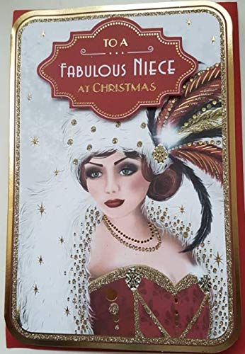 Art Deco ~ Fabulous Niece ~ Glittered Christmas Card