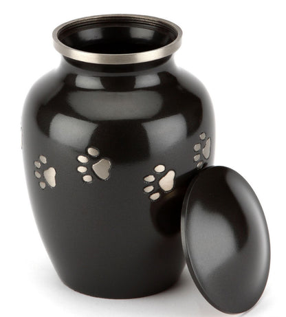 David Fischhoff Pet Memorial Cremation Urn for Ashes, Metal, Black, 11 x 11 x 17 cm