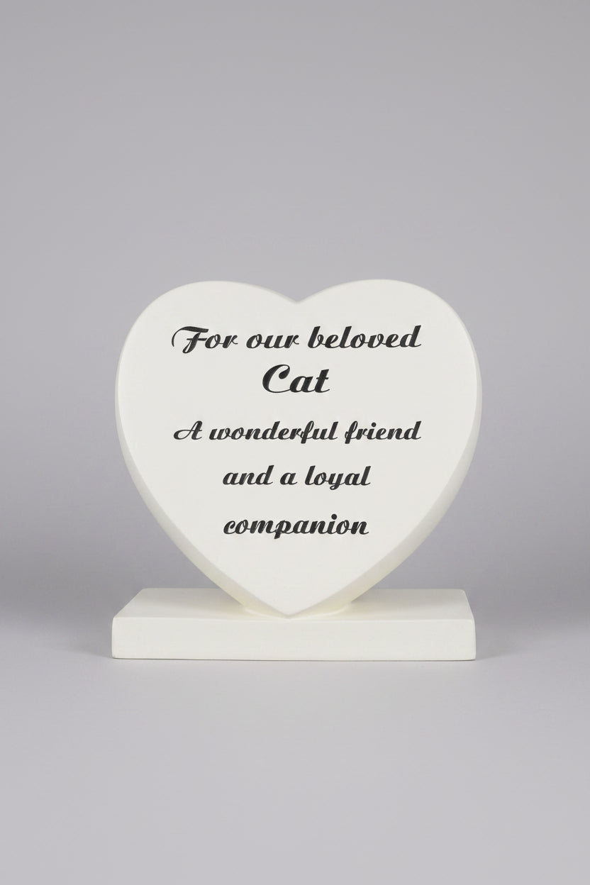 In Loving Memory Cream Heart Graveside Memorial Ornament Our Cat
