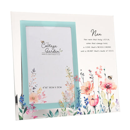 Floral Glass Photo Frame with Wording and Holds 4'x6' Photo