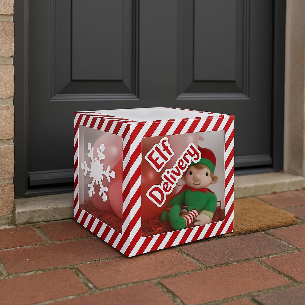Eurowrap Elf Arrival Christmas Balloon Box Xmas Decoration Christmas Eve Includes 4 Balloons and 6 Adhesive Stickers