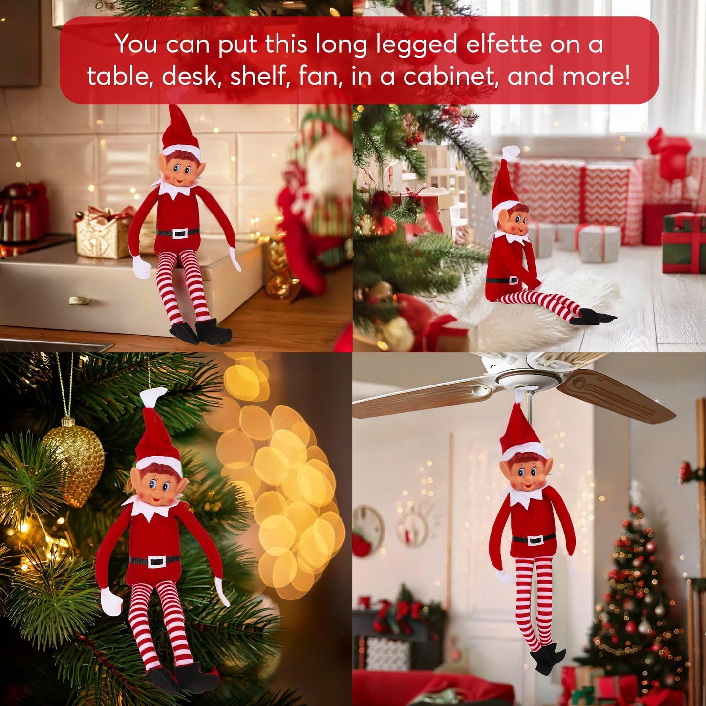 Elves Behavin' Badly Charming Red Long Leg Soft Body Vinylface Girl Elf with Hat - 30 cm