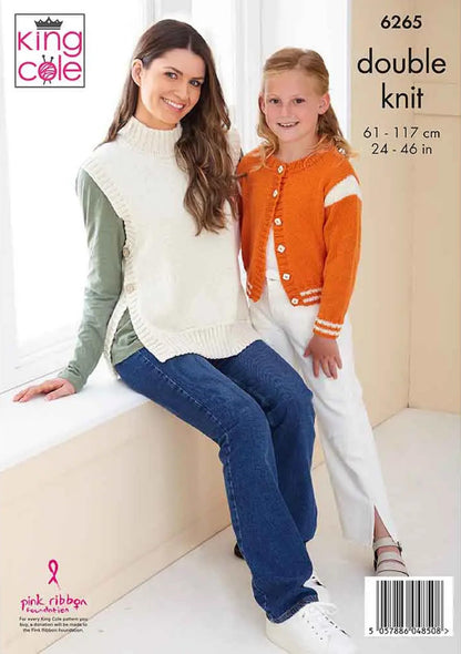 King Cole Kids & Adults Double Knit Knitting Pattern Sweaters & Cardigan (6265)