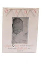White & Blue Wooden Freestanding Shabby Chic "Baby" Bunting Photo Frame 19x24cm
