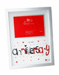 Anniversary Photo Frame with 3D Red & Silver letters 4" x 6" with Hearts