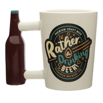 Puckator I'd Rather Be Drinking Beer Ceramic Shaped Handle Tea Coffee Mug - Funny Home Accessories - Cute Gifts for Girlfriend - Large Mugs for Men Women Hot Drinks - Cups Presents Secret Santa Gift