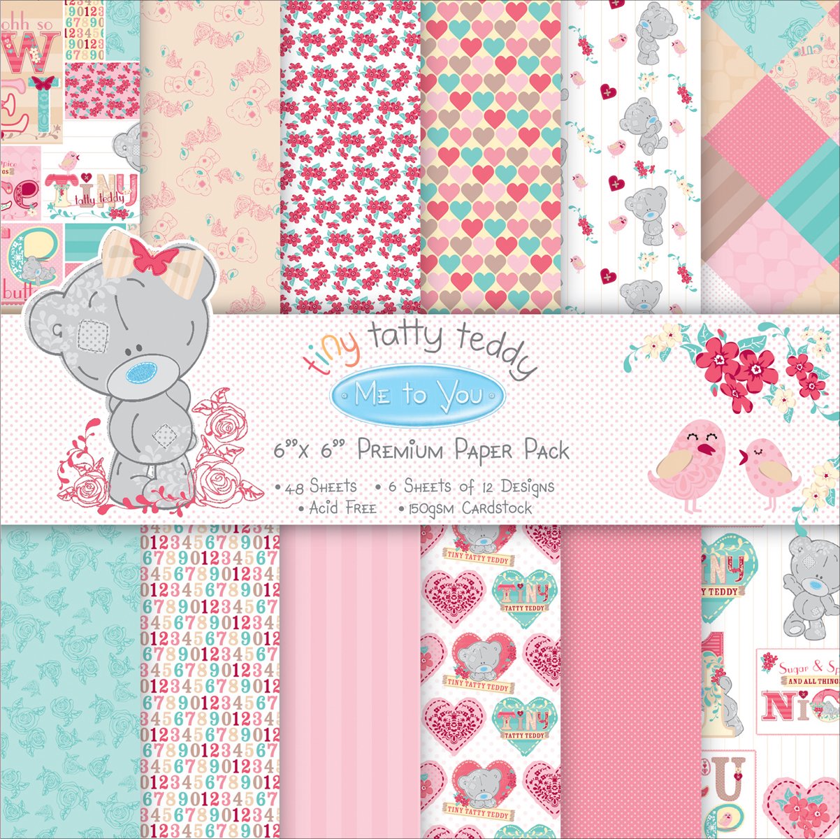 Trimcraft Tiny Tatty Teddy Girl 6x6 FSC Paper Pack