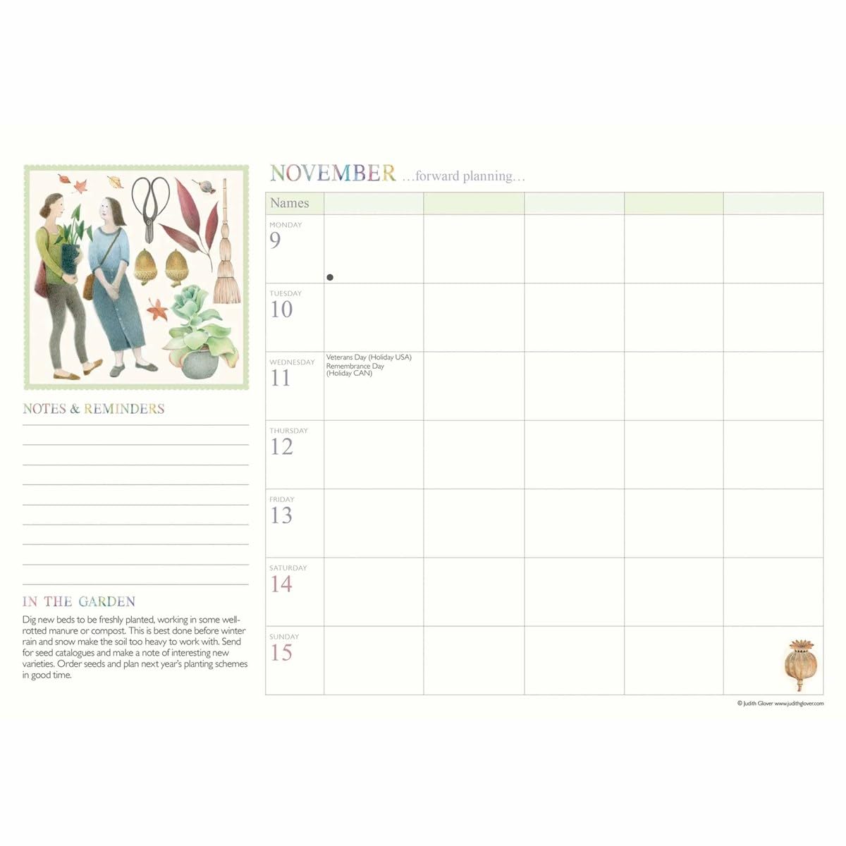 Judith Glover, Garden Days A4 Family Organiser 2026, Family Planners, Gift