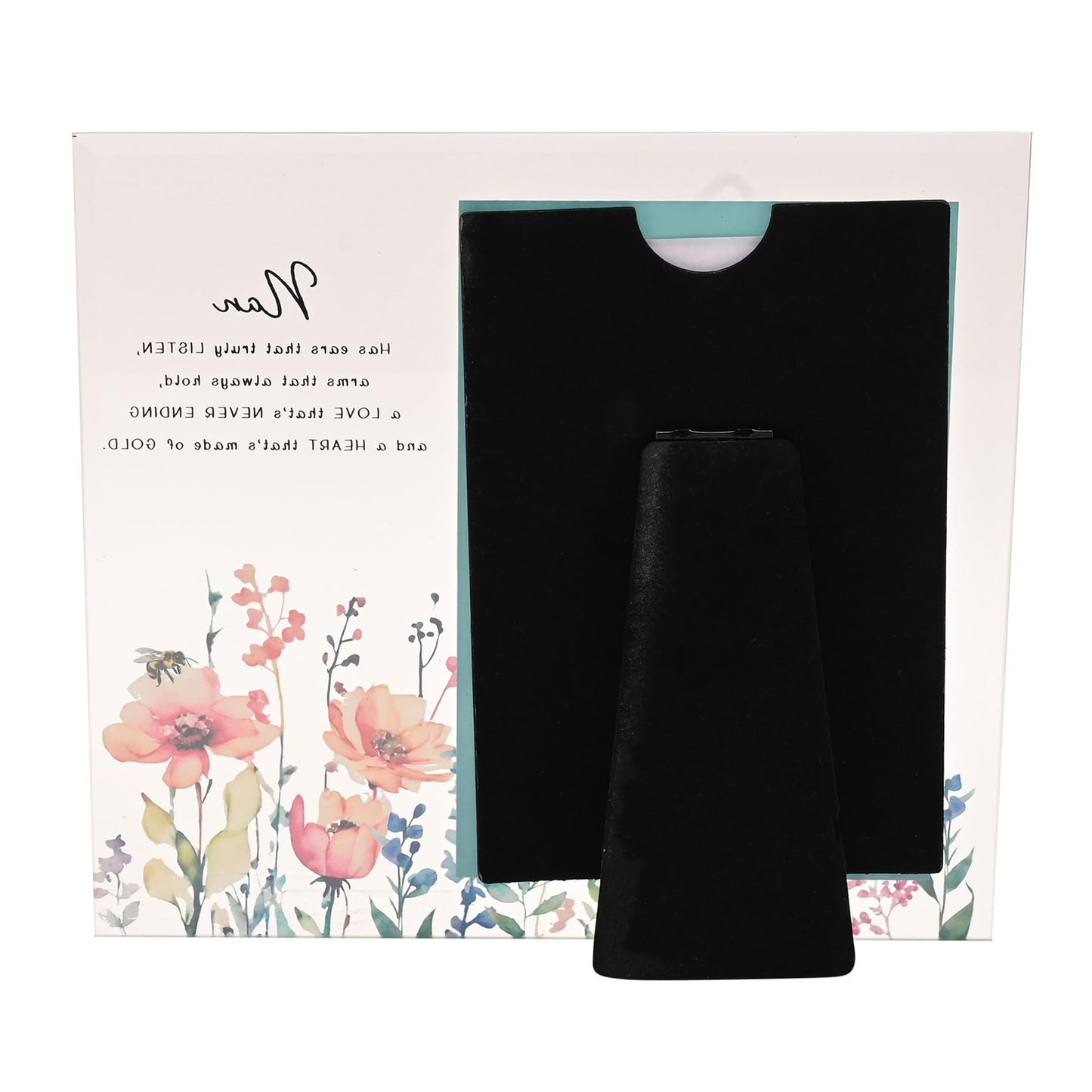 Floral Glass Photo Frame with Wording and Holds 4'x6' Photo
