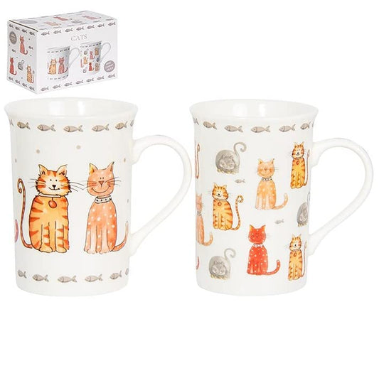 Lesser & Pavey Faithful Friends Cat Mugs Set of 2 | Ceramic Coffee Mugs Set for Home or Work | Premium Design Mugs Set for All Occasions | Lovely Mugs for Tea, Coffee & Hot Drinks