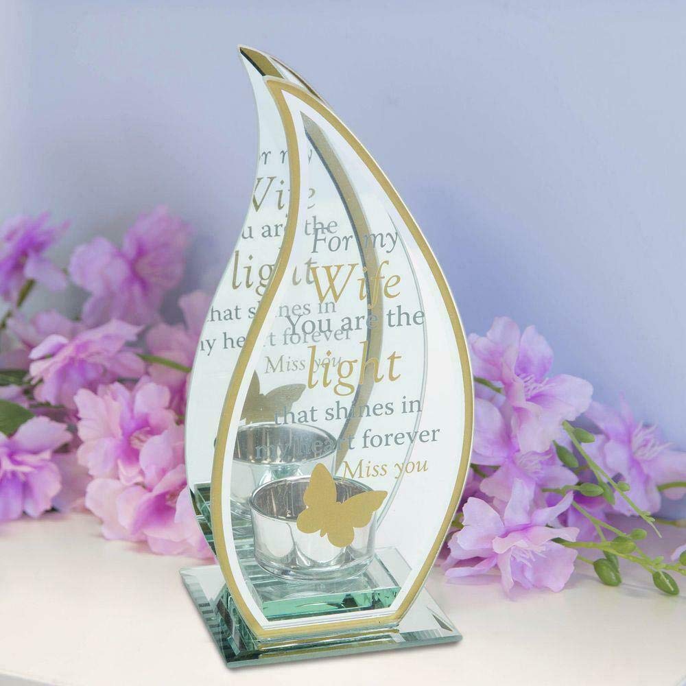 Memorial Special Remembrance Wife Tea Light Holder Flame Shaped