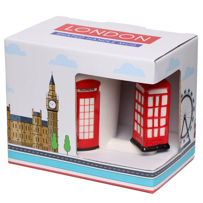 Puckator London Icons Red Telephone Box Ceramic Shaped Handle Tea Coffee Mug - Funny Home Accessories - Cute Gifts for Girlfriend - Large Mugs for Men Women Hot Drinks Cups Presents Secret Santa Gift