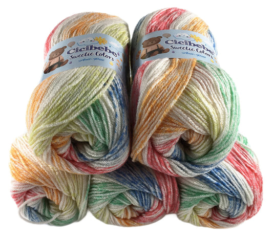 Rainbow Baby Yarn Cicibebe Sweetie Colors Double Knitting Anti Pilling Shade 105S