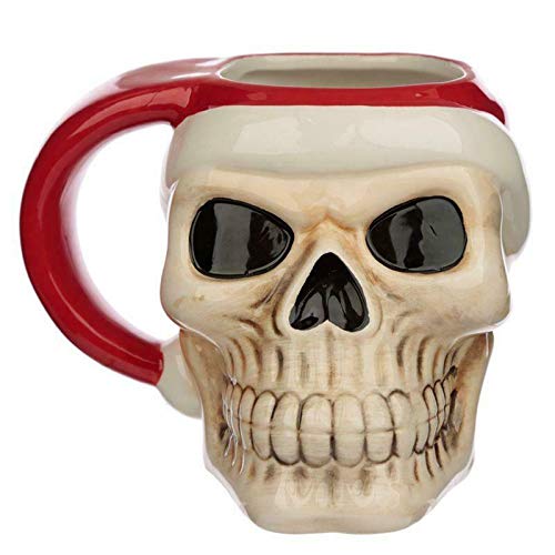 Grindstore Jingle Bones Christmas Skull Head Moulded Tea and Coffee Mug Cream