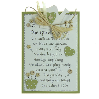 ukgiftstoreonline Gardeners Gift - Garden Rules Wall Plaque
