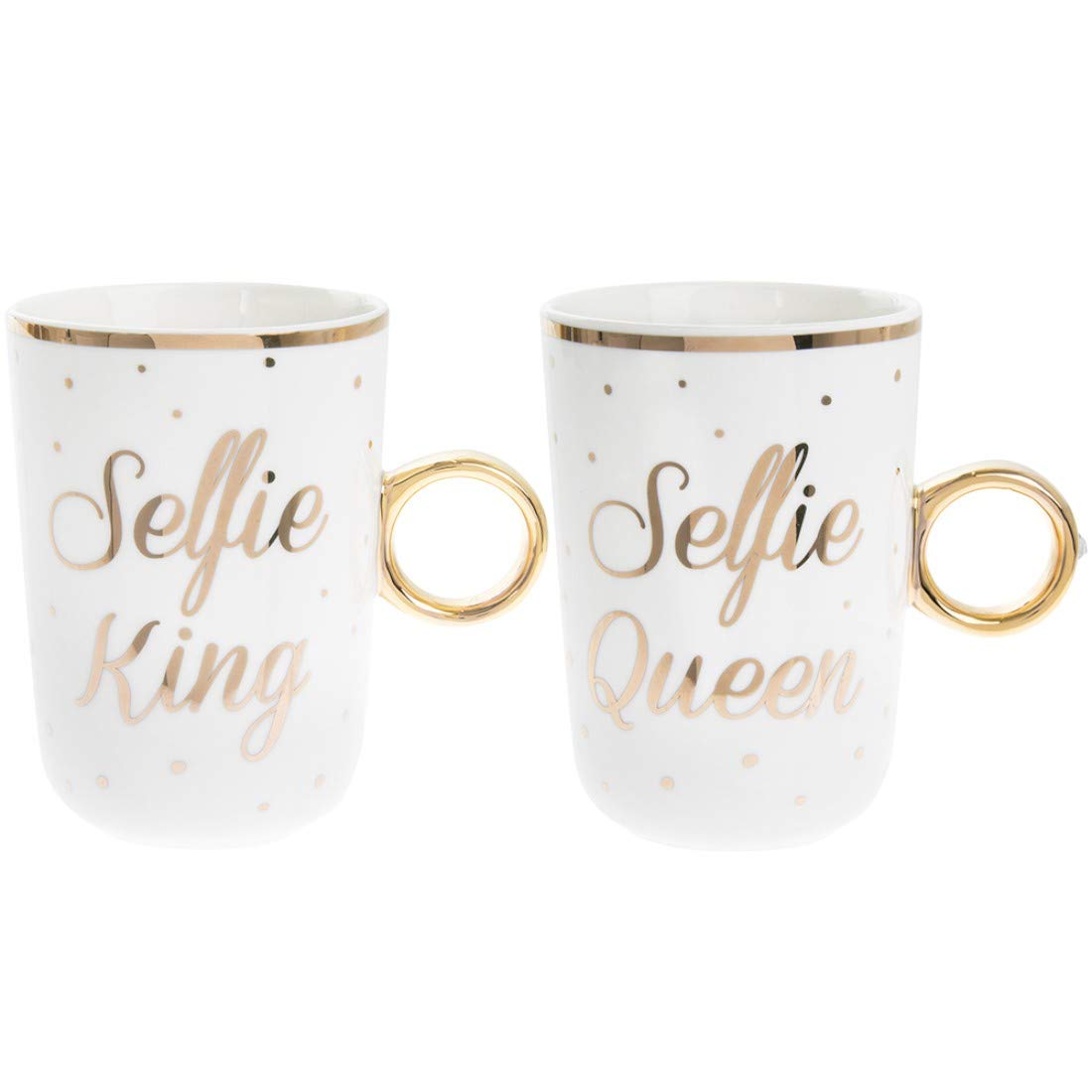Selfie King Selfie Queen Set of two Mugs Wedding Anniversary Gift Idea