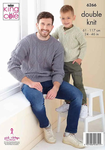 King Cole Cardigan Sweater & Top Double Knit Knitting Pattern Kids & Adults 6266