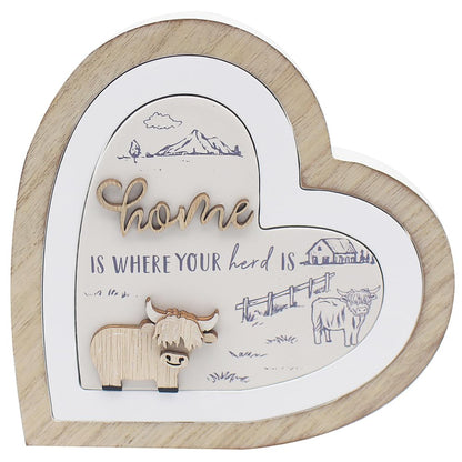 Lesser & Pavey Love & Affection Highland Cow Wooden Plaque