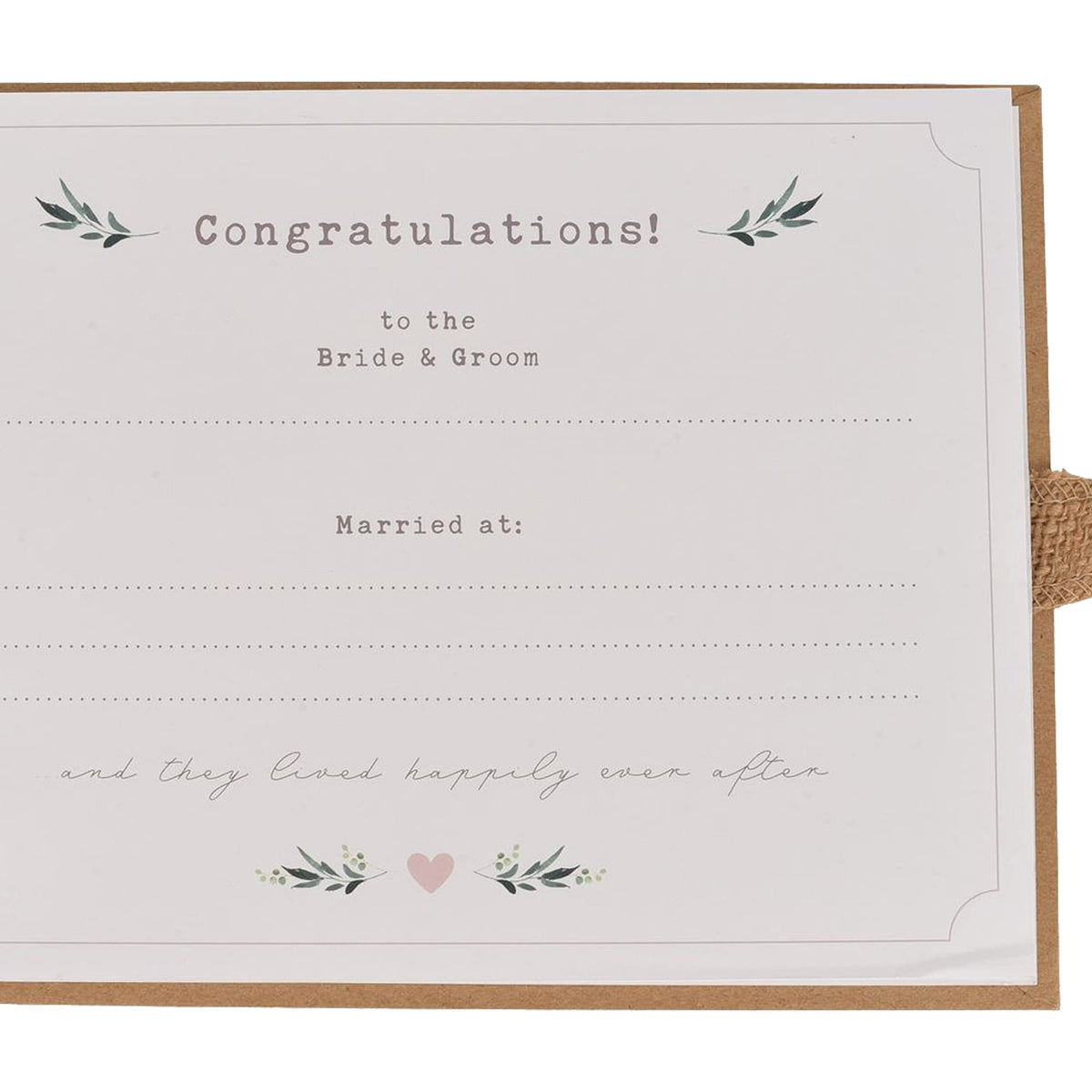 Widdop and Co Wedding Floral Guest Book with Hessian Ribbon Tie