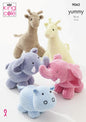 King Cole Giraffe, Hippo & Elephant Cuddly Toys Knitting Pattern 9062 Chunky