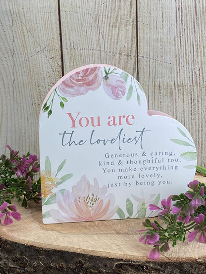 Widdop Standing Heart Plaque - You Are The Loveliest