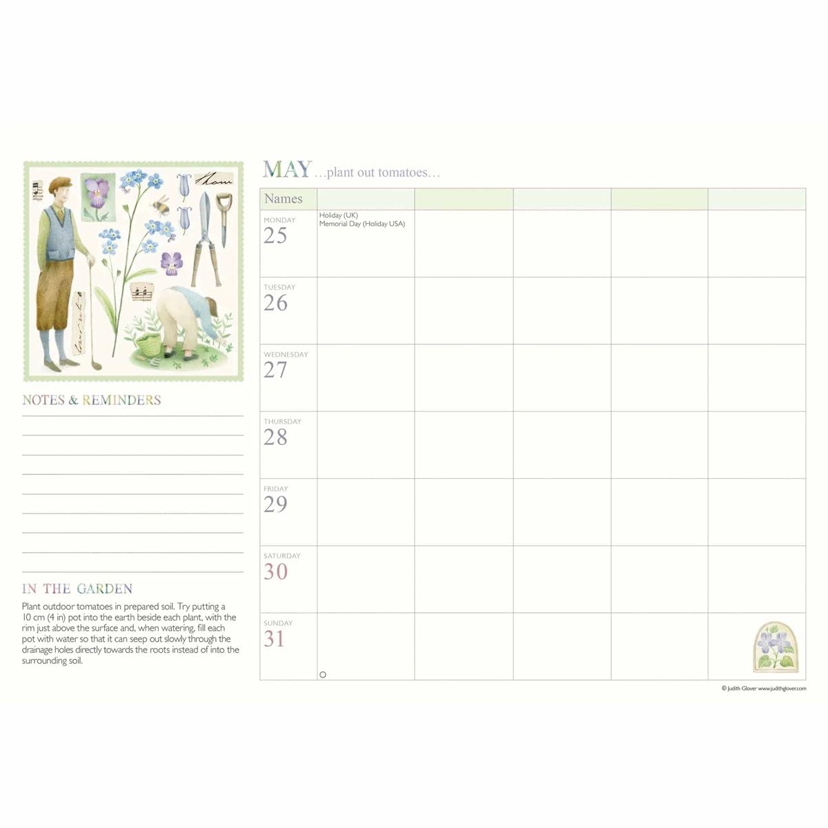 Judith Glover, Garden Days A4 Family Organiser 2026, Family Planners, Gift