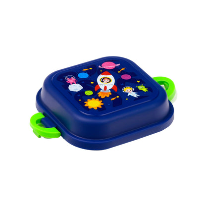 Puckator Space Cadets Clip Lock Stacked Bento Snack Lunch Box - Lunch Box for Adults and Kids with Compartments - Food Containers With Lids - Stackable Snack Pots For Kids - Meal Prep