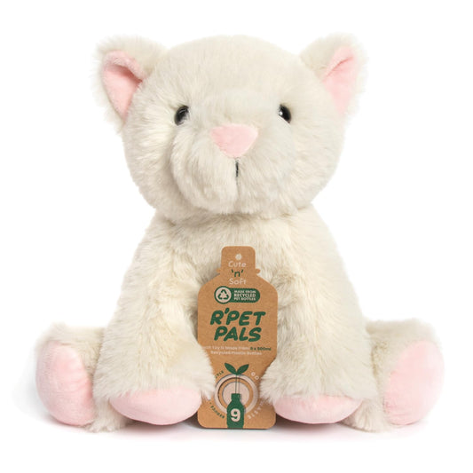 Lesser & Pavey Rpet Pals Kitty Sitting Cat Teddy For Kids | Made Up of Recycled Bottles | Stuffed Animal Soft Toys | Ideal For Birthday or Baby Gift