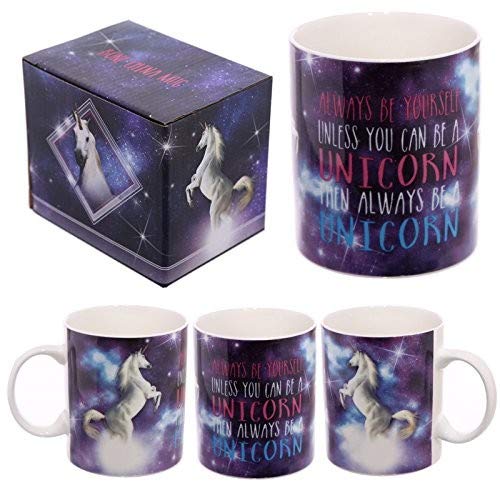 Puckator Majestic Bone China Unicorn Mug, Purple