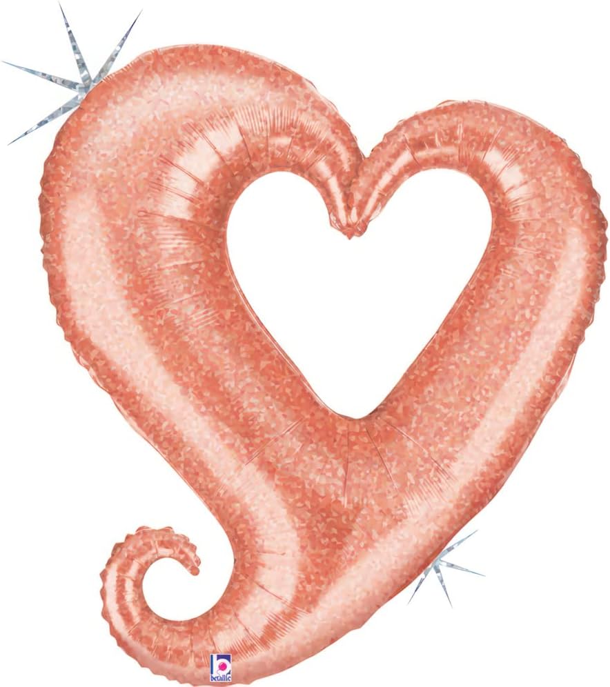 33" Chain Of Hearts Rose Gold Foil Balloon