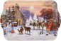 Leonardo Magic of Christmas Snow Scene Snowman Santa & Sleigh Woodland Animals Tray  large
