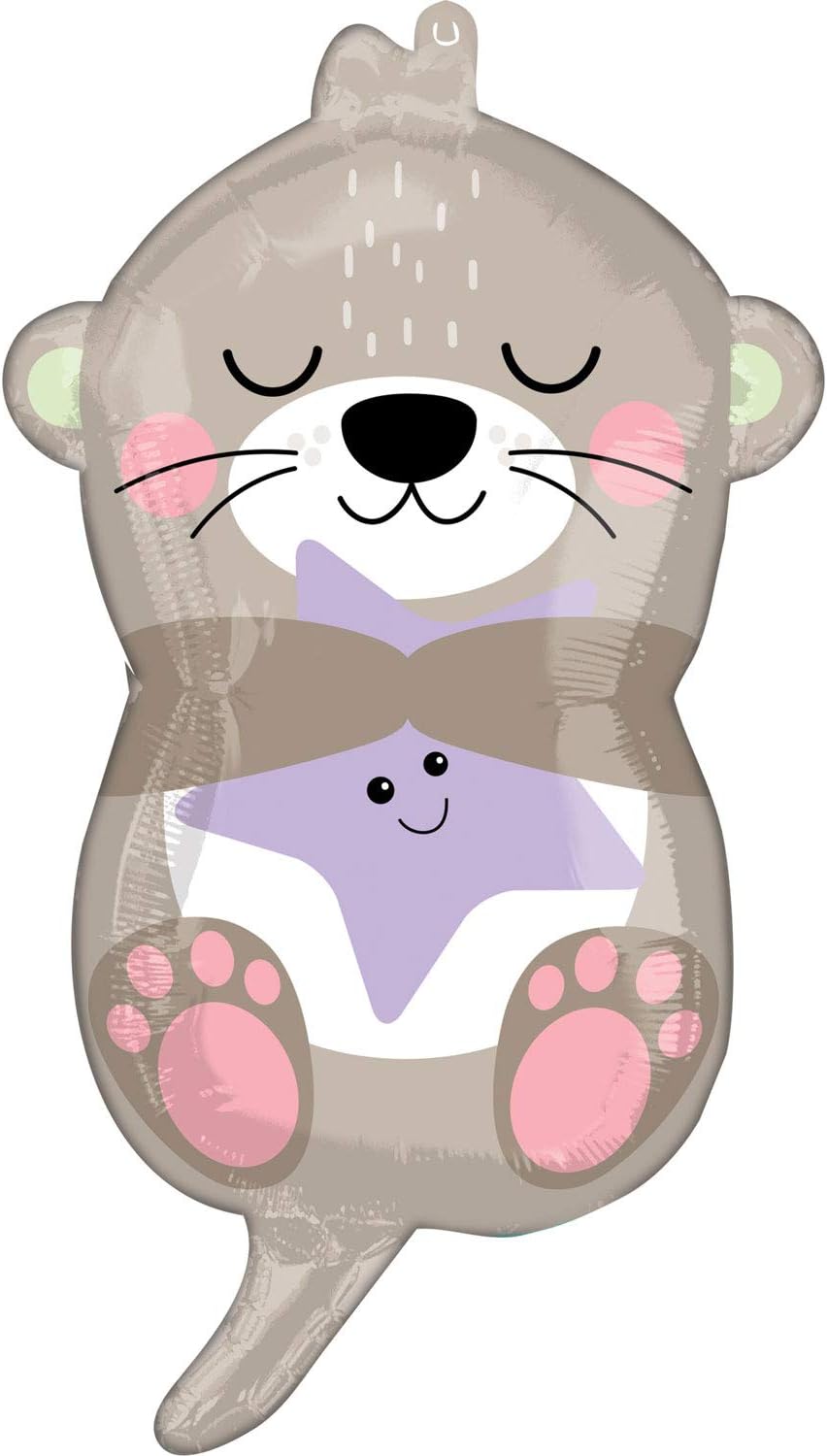 Amscan  Cute Otter Shape XL Foil Balloon-1 Pc, Grey,purple